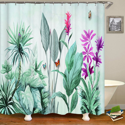Europsko cvijeće, ptice, biljke Zavjese za kupaonicu Vodootporna zavjesa za tuširanje 3D ispis Dekoracija kupaonice s kukom Zastor za kupaonicu