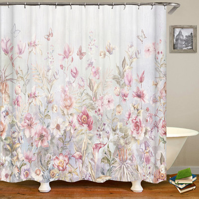 Europsko cvijeće, ptice, biljke Zavjese za kupaonicu Vodootporna zavjesa za tuširanje 3D ispis Dekoracija kupaonice s kukom Zastor za kupaonicu