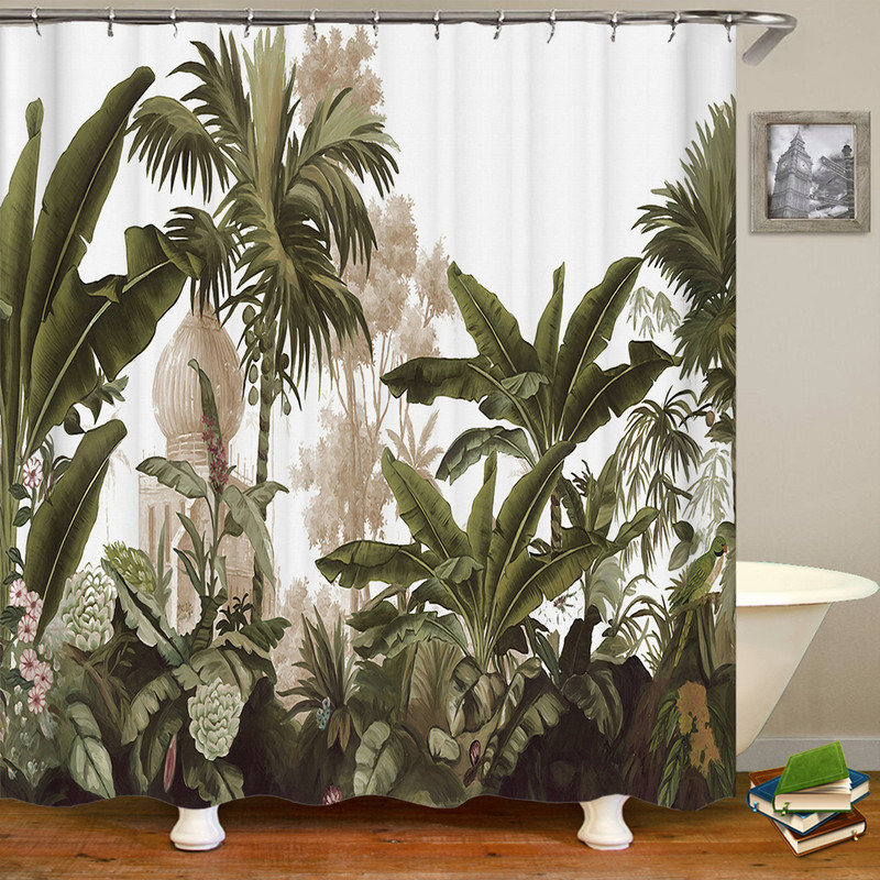 Europsko cvijeće, ptice, biljke Zavjese za kupaonicu Vodootporna zavjesa za tuširanje 3D ispis Dekoracija kupaonice s kukom Zastor za kupaonicu