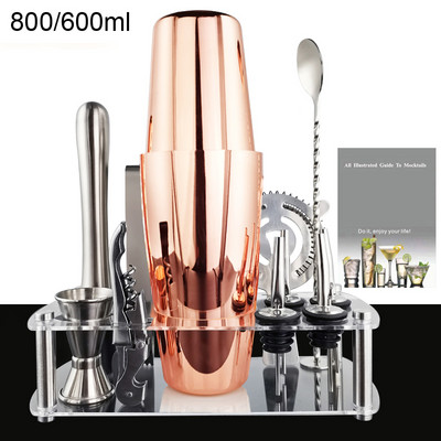 Black/Rose Gold Boston Shaker za koktele Napitci Posuđe za bar Barmen Wine Jigger Žlica za miješanje Dodaci Bar Shakeri Alati Stalak