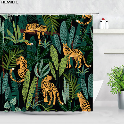 Biljka Afrika Leopard Zavjesa za tuširanje Tropski palmin list Zebra Tukan Flamingo Džungla Divlje životinje Dekoracija kupaonice Set zavjesa za kupaonicu