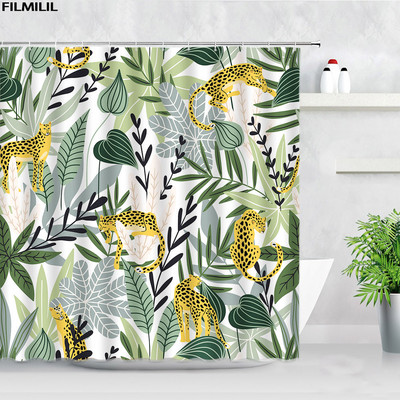 Biljka Afrika Leopard Zavjesa za tuširanje Tropski palmin list Zebra Tukan Flamingo Džungla Divlje životinje Dekoracija kupaonice Set zavjesa za kupaonicu