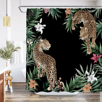 Biljka Afrika Leopard Zavjesa za tuširanje Tropski palmin list Zebra Tukan Flamingo Džungla Divlje životinje Dekoracija kupaonice Set zavjesa za kupaonicu