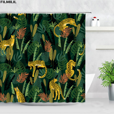 Biljka Afrika Leopard Zavjesa za tuširanje Tropski palmin list Zebra Tukan Flamingo Džungla Divlje životinje Dekoracija kupaonice Set zavjesa za kupaonicu