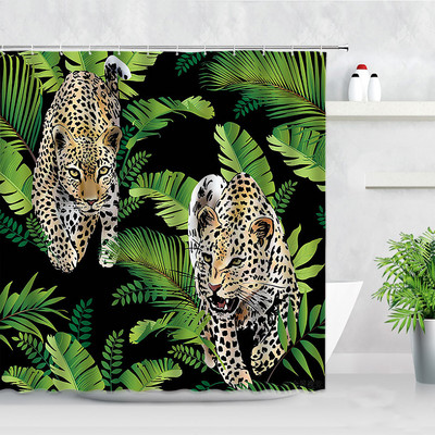 Biljka Afrika Leopard Zavjesa za tuširanje Tropski palmin list Zebra Tukan Flamingo Džungla Divlje životinje Dekoracija kupaonice Set zavjesa za kupaonicu