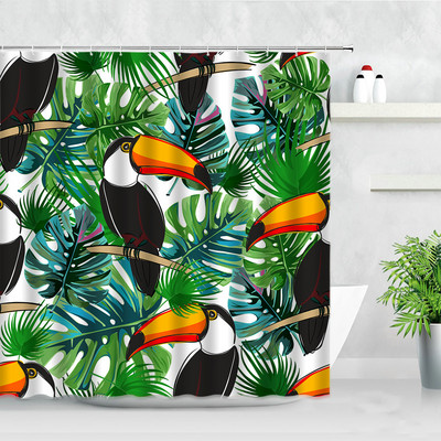 Biljka Afrika Leopard Zavjesa za tuširanje Tropski palmin list Zebra Tukan Flamingo Džungla Divlje životinje Dekoracija kupaonice Set zavjesa za kupaonicu