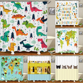 Zavjesa za tuširanje s crtanim dinosaurusima Zaslon za kadu Dječje kupaonske zavjese vodootporne poliesterske dekoracije za dom s kukama