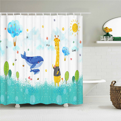 Zavjesa za tuširanje s crtanim dinosaurusima Zaslon za kadu Dječje kupaonske zavjese vodootporne poliesterske dekoracije za dom s kukama