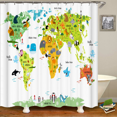 Zavjesa za tuširanje s crtanim dinosaurusima Zaslon za kadu Dječje kupaonske zavjese vodootporne poliesterske dekoracije za dom s kukama