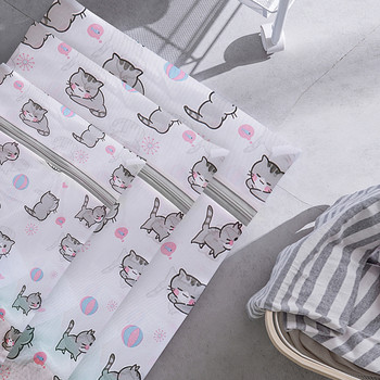 Чанта за пране с анимационен котешки печат за перални машини Чанти за пране на бельо Сгъваема чанта за мръсни дрехи Сутиен Кош за пране за бельо