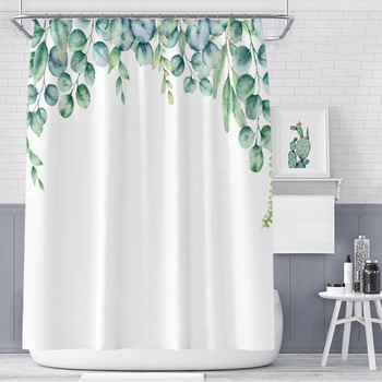 Πράσινα φύλλα φυτού Κουρτίνα μπάνιου λουλούδι ύφασμα αδιάβροχο πολυεστερικό αξεσουάρ μπάνιου Σετ κουρτίνα μπάνιου Διακόσμηση για μπανιέρα