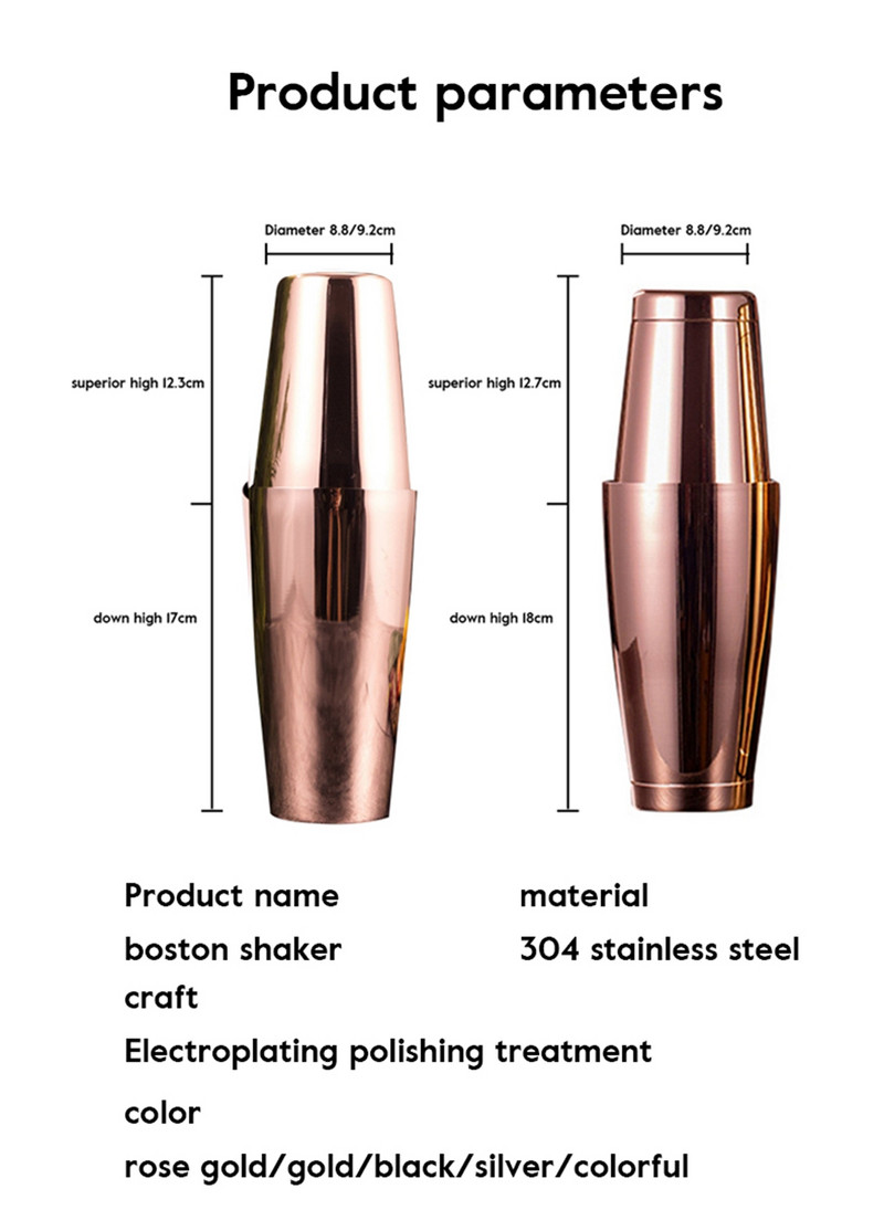 550/850 ml sabiezināts nerūsējošais tērauds Bostonas kokteiļu rīki Šeikeris Mikseris Vīns Martini Dzeršanas mērkauss Bārmeņa ballīšu bāra rīki