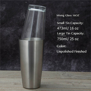 Besplatna dostava 5 različitih boja shakera od nehrđajućeg čelika Boston Bar shaker i 16 oz. Sa/bez kompleta čaša za miješanje recepta