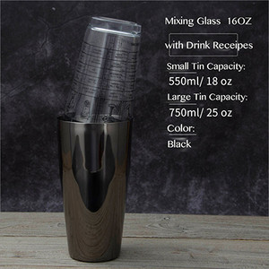 Besplatna dostava 5 različitih boja shakera od nehrđajućeg čelika Boston Bar shaker i 16 oz. Sa/bez kompleta čaša za miješanje recepta