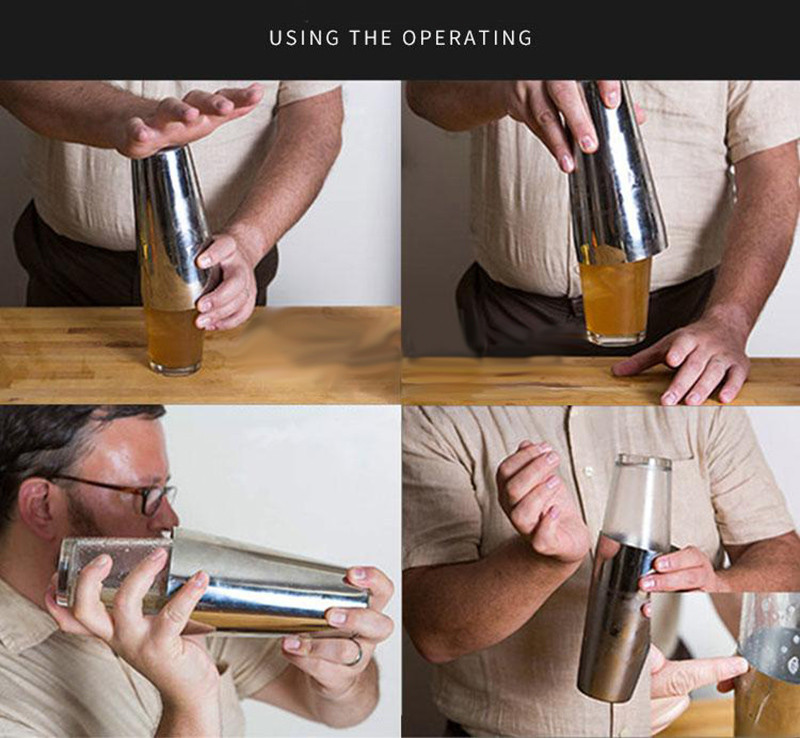 Besplatna dostava 5 različitih boja shakera od nehrđajućeg čelika Boston Bar shaker i 16 oz. Sa/bez kompleta čaša za miješanje recepta