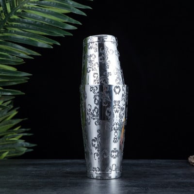 Novi 1350 ml bostonski šejker za votku s dvostrukim izrezbarenim cvijetom Alati za barove bez BPA 18/8 vrhunski šejkeri za koktele od nehrđajućeg čelika