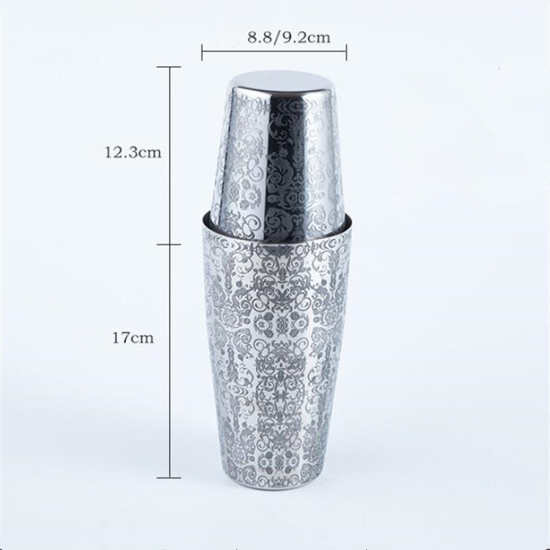 Novi 1350 ml bostonski šejker za votku s dvostrukim izrezbarenim cvijetom Alati za barove bez BPA 18/8 vrhunski šejkeri za koktele od nehrđajućeg čelika