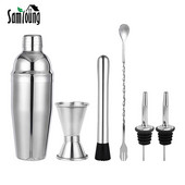 750ml kokteiļu šeikeris mikseris nerūsējošā tērauda vīns Martini Boston šeikeris bārmeņa stieņa komplekts instrumenti sietiņš salmu saspraude Dāvana