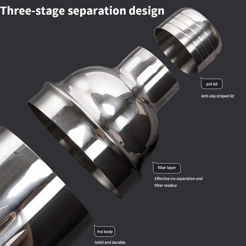 750ml kokteiļu šeikeris mikseris nerūsējošā tērauda vīns Martini Boston šeikeris bārmeņa stieņa komplekts instrumenti sietiņš salmu saspraude Dāvana