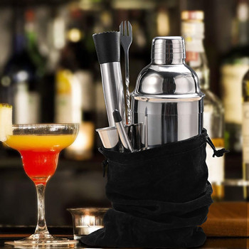 550ml Σετ αναδευτήρα κοκτέιλ από ανοξείδωτο ατσάλι Drink Bartender Shaker Kit Bars Σετ εργαλεία με Jigger Mixing Spoon Liquor Pourer
