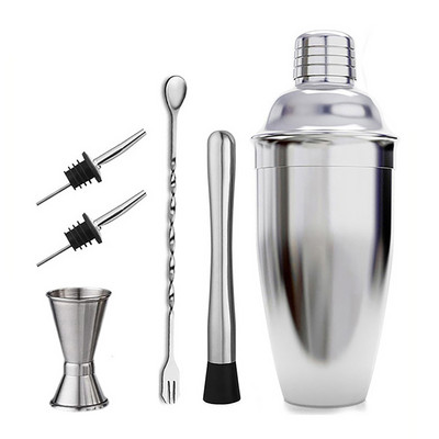 550ml Σετ αναδευτήρα κοκτέιλ από ανοξείδωτο ατσάλι Drink Bartender Shaker Kit Bars Σετ εργαλεία με Jigger Mixing Spoon Liquor Pourer