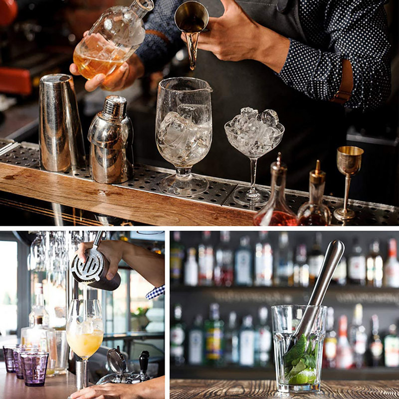 550ml Σετ αναδευτήρα κοκτέιλ από ανοξείδωτο ατσάλι Drink Bartender Shaker Kit Bars Σετ εργαλεία με Jigger Mixing Spoon Liquor Pourer
