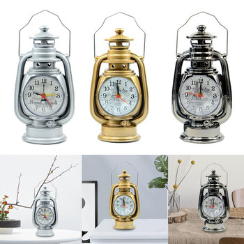 Vintage Λάμπα λαδιού Ρολόι Ξυπνητήρι Δώρο Λειτουργεί με μπαταρία κηροζίνης Light Αραβικοί αριθμοί Επιτραπέζιο ρολόι για γραφείο γραφείου στο σπίτι ράφι δίπλα στο κρεβάτι