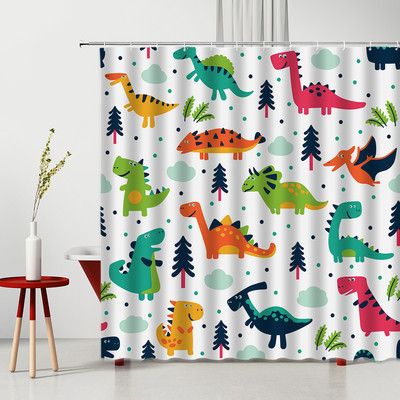 Smieklīgs kaķu dušas aizkars jauka multfilma lauva, dinozaurs, dzīvnieks, vannas ekrāns, ūdensizturīgs poliestera aizkari bērnu tualetes vannas istabai