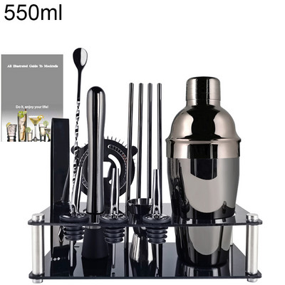 Pourer Jigger Mixer Muddler Barware Bar Tools Nerūsējošais tērauds 800/600ML Black Rose Gold Kokteiļu šeikeri Bostonas kokteiļu šeikeris