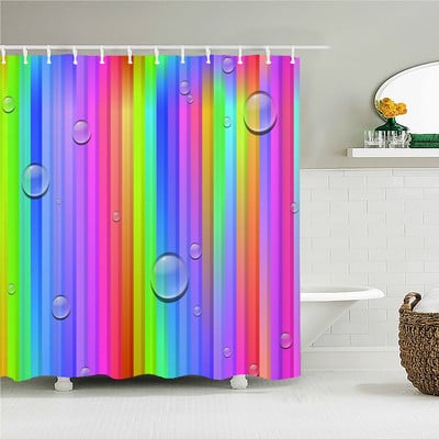 Krāsainas svītras vannas aizkari ūdensizturīgs audums dušas aizkari ģeometriski raksti vannas ekrāns vannas istabas mājas dekorēšanai