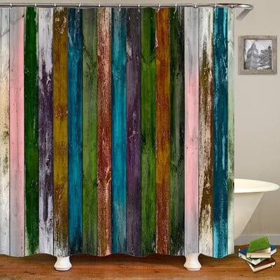 Krāsainas svītras vannas aizkari ūdensizturīgs audums dušas aizkari ģeometriski raksti vannas ekrāns vannas istabas mājas dekorēšanai