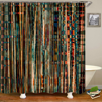 Krāsainas svītras vannas aizkari ūdensizturīgs audums dušas aizkari ģeometriski raksti vannas ekrāns vannas istabas mājas dekorēšanai