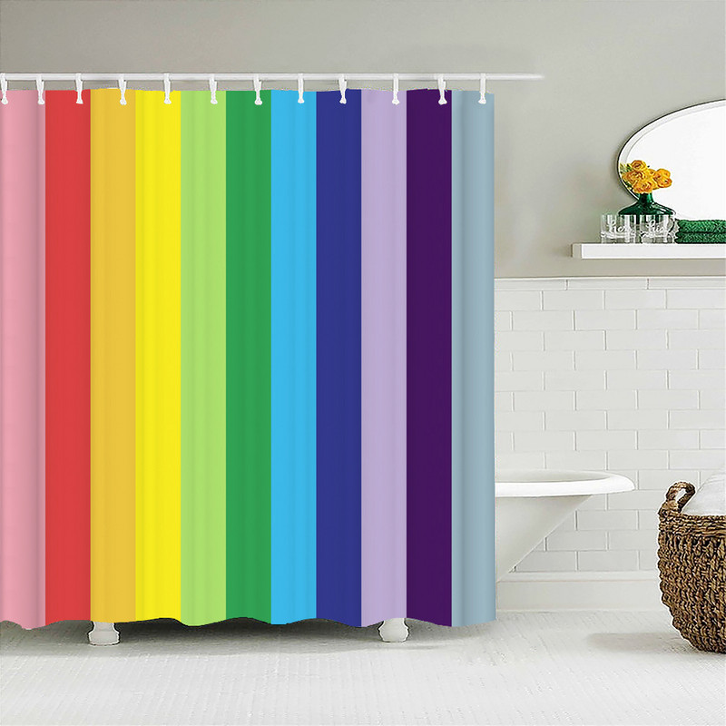 Krāsainas svītras vannas aizkari ūdensizturīgs audums dušas aizkari ģeometriski raksti vannas ekrāns vannas istabas mājas dekorēšanai
