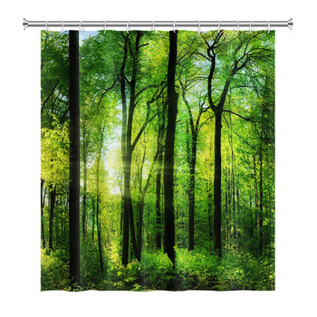 Φυσικό τοπίο Δασικό δέντρο Κουρτίνες μπάνιου Καλοκαιρινό φως του ήλιου Ζούγκλα Τοπίο αδιάβροχη κουρτίνα μπάνιου Διακόσμηση σπιτιού Κουρτίνα μπάνιου