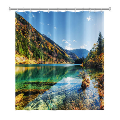 Prirodni krajolik Šuma Drvo Zavjese za tuširanje Ljeto Sunčevo svjetlo Krajolik džungle Vodootporna zavjesa za kupanje Kućni dekor Kupaonska zavjesa