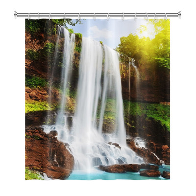 Prirodni krajolik Šuma Drvo Zavjese za tuširanje Ljeto Sunčevo svjetlo Krajolik džungle Vodootporna zavjesa za kupanje Kućni dekor Kupaonska zavjesa