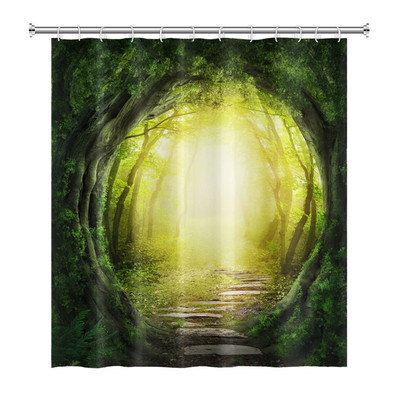 Prirodni krajolik Šuma Drvo Zavjese za tuširanje Ljeto Sunčevo svjetlo Krajolik džungle Vodootporna zavjesa za kupanje Kućni dekor Kupaonska zavjesa
