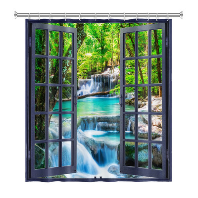 Prirodni krajolik Šuma Drvo Zavjese za tuširanje Ljeto Sunčevo svjetlo Krajolik džungle Vodootporna zavjesa za kupanje Kućni dekor Kupaonska zavjesa