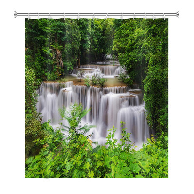 Prirodni krajolik Šuma Drvo Zavjese za tuširanje Ljeto Sunčevo svjetlo Krajolik džungle Vodootporna zavjesa za kupanje Kućni dekor Kupaonska zavjesa