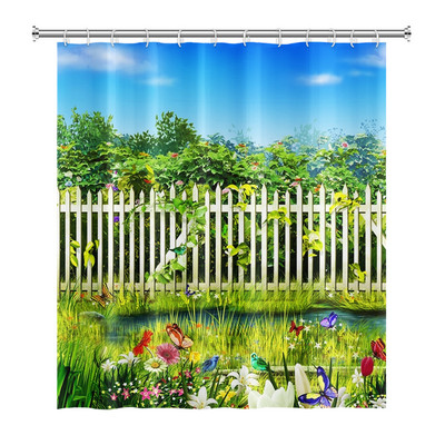 Prirodni krajolik Šuma Drvo Zavjese za tuširanje Ljeto Sunčevo svjetlo Krajolik džungle Vodootporna zavjesa za kupanje Kućni dekor Kupaonska zavjesa