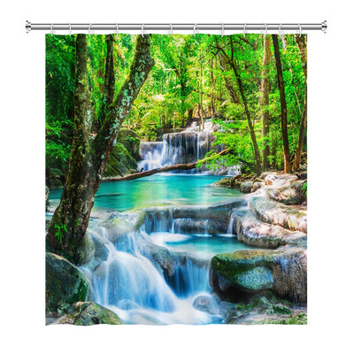 Prirodni krajolik Šuma Drvo Zavjese za tuširanje Ljeto Sunčevo svjetlo Krajolik džungle Vodootporna zavjesa za kupanje Kućni dekor Kupaonska zavjesa