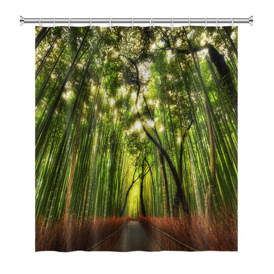 Prirodni krajolik Šuma Drvo Zavjese za tuširanje Ljeto Sunčevo svjetlo Krajolik džungle Vodootporna zavjesa za kupanje Kućni dekor Kupaonska zavjesa