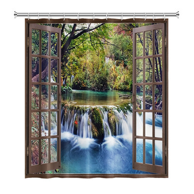 Prirodni krajolik Šuma Drvo Zavjese za tuširanje Ljeto Sunčevo svjetlo Krajolik džungle Vodootporna zavjesa za kupanje Kućni dekor Kupaonska zavjesa