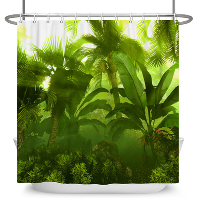 Prirodni krajolik Šuma Drvo Zavjese za tuširanje Ljeto Sunčevo svjetlo Krajolik džungle Vodootporna zavjesa za kupanje Kućni dekor Kupaonska zavjesa