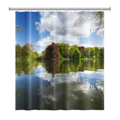 Prirodni krajolik Šuma Drvo Zavjese za tuširanje Ljeto Sunčevo svjetlo Krajolik džungle Vodootporna zavjesa za kupanje Kućni dekor Kupaonska zavjesa