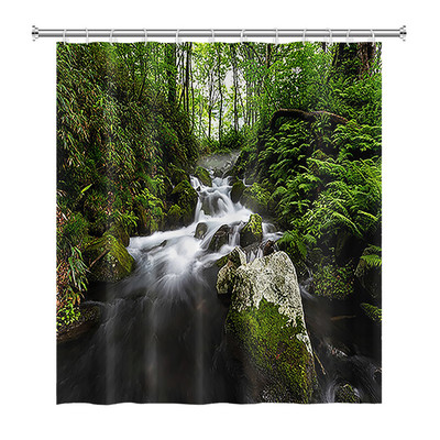 Prirodni krajolik Šuma Drvo Zavjese za tuširanje Ljeto Sunčevo svjetlo Krajolik džungle Vodootporna zavjesa za kupanje Kućni dekor Kupaonska zavjesa