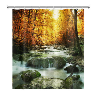 Prirodni krajolik Šuma Drvo Zavjese za tuširanje Ljeto Sunčevo svjetlo Krajolik džungle Vodootporna zavjesa za kupanje Kućni dekor Kupaonska zavjesa