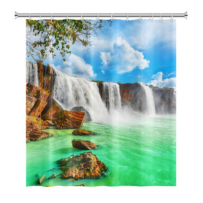 Prirodni krajolik Šuma Drvo Zavjese za tuširanje Ljeto Sunčevo svjetlo Krajolik džungle Vodootporna zavjesa za kupanje Kućni dekor Kupaonska zavjesa