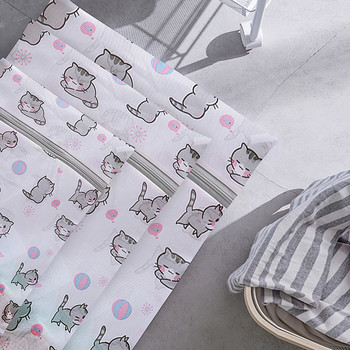 Cute Kitten Print Mesh Τσάντα Πλυντηρίου Δίχτυ Πλυντήριο Εσώρουχα Ρούχα Αποθήκευση Τσάντα Πλυντηρίου Πλυντήριο Πουγκί Σουτιέν Τσάντες Organizer