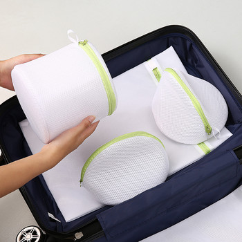Зелени мрежести чанти за пране с цип Преносим органайзер за бельо за дрехи Домакински чанти за пране Сгъваема чанта за мръсно пране